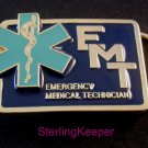 Vintage Emergency Medical Technican EMT Enameled Belt Buckle