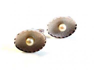 VintageSterling Silver & Pearl Street Cufflinks