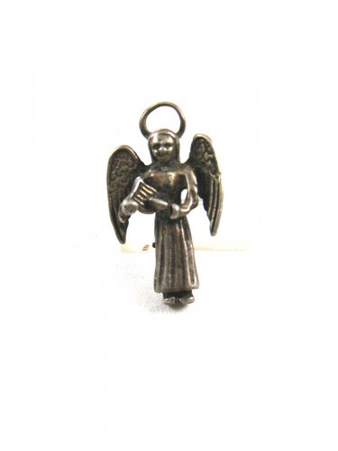Sterling Silver Angel With Harp Charm  / Pendant 8714