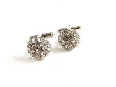Unmarked Silvertone & Rhinestone Cufflinks 1106201yyp