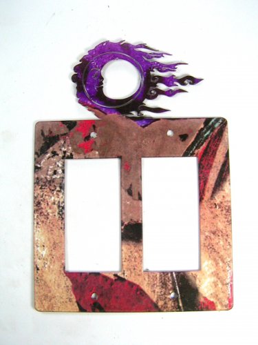 Man In Moon Windy Double Rocker Outlet Cover Plate Steel Images USA 6215p
