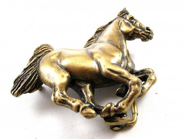 Horse Pewter Brass Finish Belt Buckle by KEV Made in USA 6514 Old New Stock