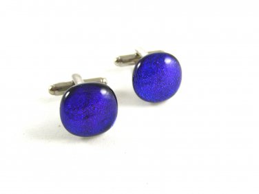 Unmarked Silvertone & Dark Blue Dichoric Cufflinks 1106201qqa