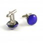 Unmarked Silvertone & Dark Blue Dichoric Cufflinks 1106201qqa