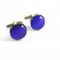 Unmarked Silvertone & Dark Blue Dichoric Cufflinks 1106201qqa