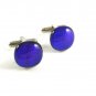 Unmarked Silvertone & Dark Blue Dichoric Cufflinks 1106201qqa