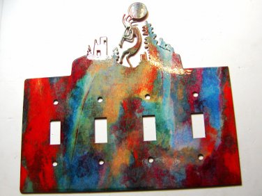 Kokopelli Flute Quadruple Switch Cover Plate by Steel Images USA 022315D