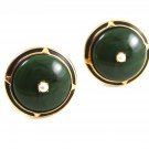 Goldtone Green & Faux Pearl Cufflinks 04222014 by Swank