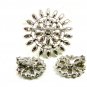 Light Green Rhinestones Matching Brooch & Earrings By B. David 102014