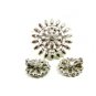 Light Green Rhinestones Matching Brooch & Earrings By B. David 102014