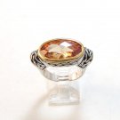 Sterling Silver Champagne Yellow Sparkly CZ Ring Sz 9