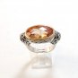 Sterling Silver Champagne Yellow Sparkly CZ Ring Sz 9