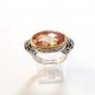 Sterling Silver Champagne Yellow Sparkly CZ Ring Sz 9