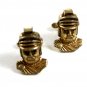 True Vintage Goldtone Roman / Greek Soldier Cufflinks By ANSON 102414