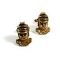 True Vintage Goldtone Roman / Greek Soldier Cufflinks By ANSON 102414