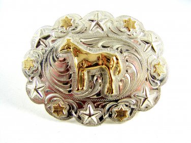 Silver Strike Horse Western Belt Buckle 11142013bd