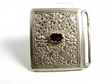 Handmade Tribal Silver & Purple Belt Buckle Unmarked 102914