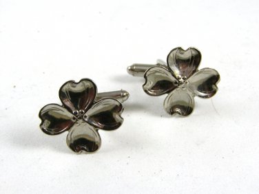 Silvertone 4 Leaf Clover Good Luck Cufflinks Not Marked 111414