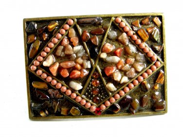Ladies Various Unknown Stones Belt Buckle Unmarked 092214