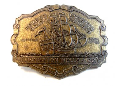 Livingston Well & Co. Foreign Gold Domestic Dealers Belt Buckle