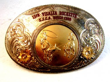 Vintage 1985 SJCA 15th Visalla Rockette Rodeo Belt Buckle