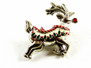 Rudolph The Red Nosed Reindeer Brooch Not Signed 81814