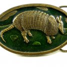 Vintage 1975 Made in USA Bergamont Armadillo Enameled Belt Buckle 11042013