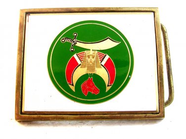 Vintage 1983 Brass & Enameled Shriners Belt Buckle by Nap, Inc.