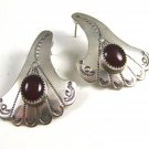 Signed R. Weirto Navajo Sterling Silver & Carnelian Earrings