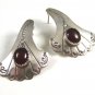 Signed R. Weirto Navajo Sterling Silver & Carnelian Earrings