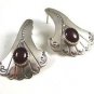 Signed R. Weirto Navajo Sterling Silver & Carnelian Earrings