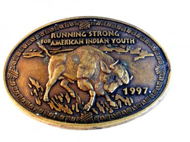 Running Strong for American Indian Youth 1997 Buffalo Belt Buckle 01012013ln