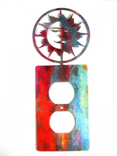 Large Shiny Sun Double Outlet Cover Plate by Steel Images USA 52815d