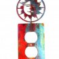 Large Shiny Sun Double Outlet Cover Plate by Steel Images USA 52815d