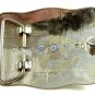 Made in USA Western Silvertone Green Cowboy Saddle Belt Buckle #102113a