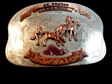 Vintage Ft. Towson Oklahoma FFA Calf Roping Rodeo Belt Buckle 789054