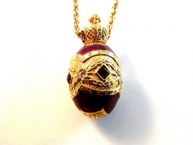 Joan Rivers Dark Red Pendant / Chain Mint in Box