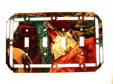 Southwest Style Quadruple Light Switch Cover Plate by Steel Images USA 6915