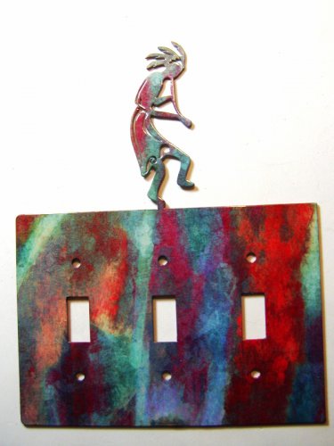 Kokopelli w/ Flute Triple Switch Cover Plate by Steel Images USA 021915B