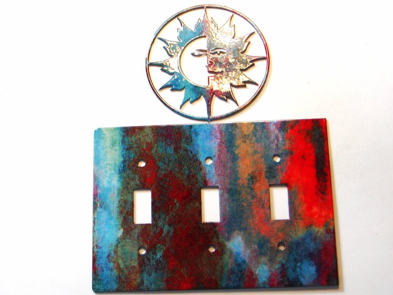 Southwest Sun Triple Light Switch Cover Plate Steel Images Made USA