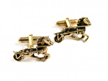 True Vintage Surrey Horse Racing Goldtone Cufflinks not Marked 101514