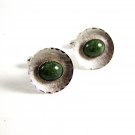 Unmarked Sterling Silver & Green Stone Cufflinks 11262013