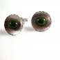 Unmarked Sterling Silver & Green Stone Cufflinks 11262013