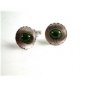Unmarked Sterling Silver & Green Stone Cufflinks 11262013