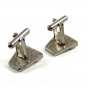 True Vintage Silvertone & Rhinestones Dressy Cufflinks Unmarked 100714a