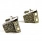 True Vintage Silvertone & Rhinestones Dressy Cufflinks Unmarked 100714a