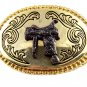 Western Cowboy Rodeo Gold Tone Horse Saddle Belt Buckle #101813