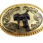 Western Cowboy Rodeo Gold Tone Horse Saddle Belt Buckle #101813