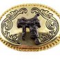 Western Cowboy Rodeo Gold Tone Horse Saddle Belt Buckle #101813