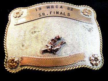 1982 MRCA Senior Finals Silver Calf Roping Western Cowboy Rodeo Bar J Belt Buckl